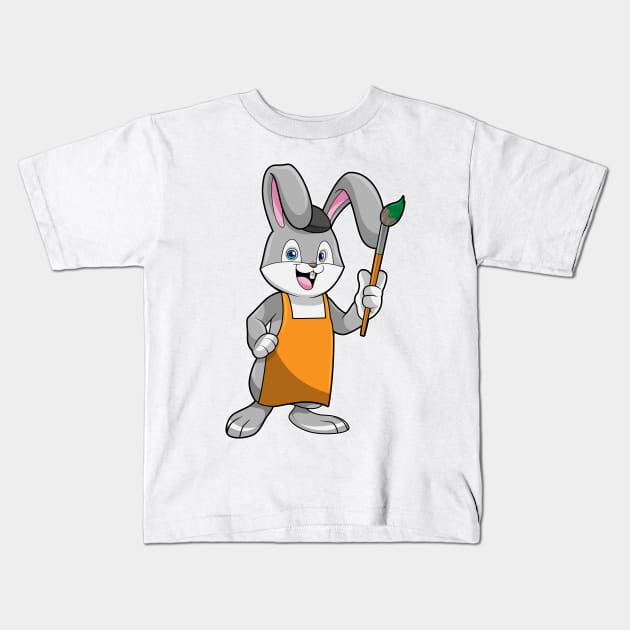 Bunny as Painter with Paint brush Kids T-Shirt by Markus Schnabel